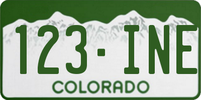 CO license plate 123INE
