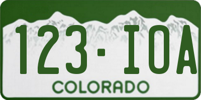 CO license plate 123IOA