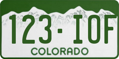 CO license plate 123IOF