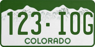 CO license plate 123IOG