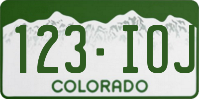 CO license plate 123IOJ