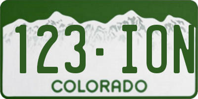 CO license plate 123ION