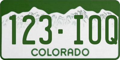 CO license plate 123IOQ