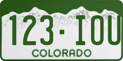 CO license plate 123IOU