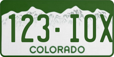 CO license plate 123IOX