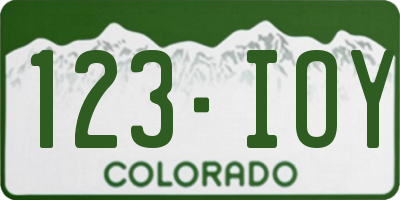CO license plate 123IOY