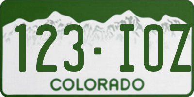 CO license plate 123IOZ