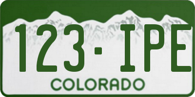 CO license plate 123IPE