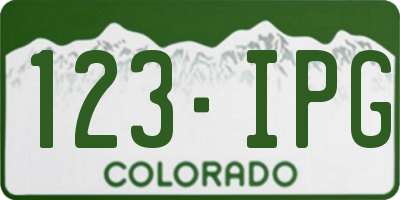 CO license plate 123IPG