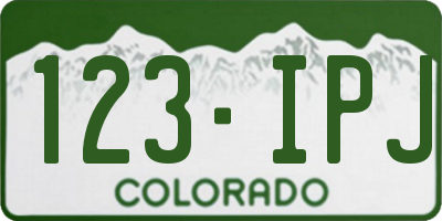 CO license plate 123IPJ