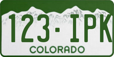 CO license plate 123IPK