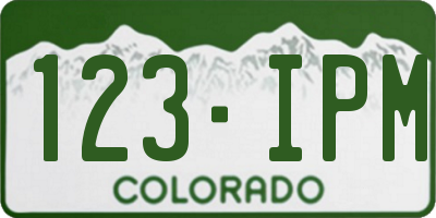 CO license plate 123IPM