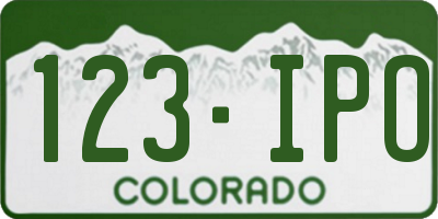 CO license plate 123IPO