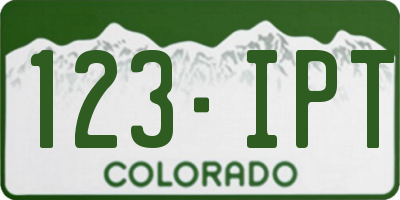 CO license plate 123IPT