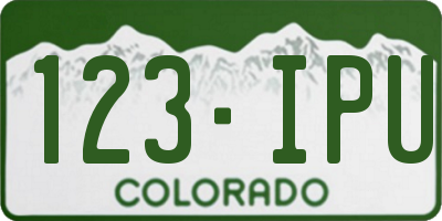 CO license plate 123IPU