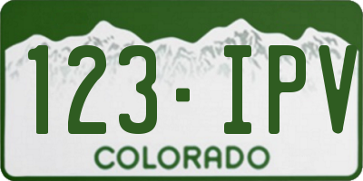 CO license plate 123IPV