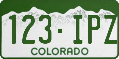 CO license plate 123IPZ