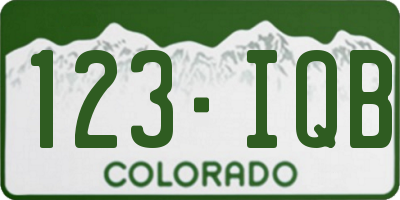 CO license plate 123IQB