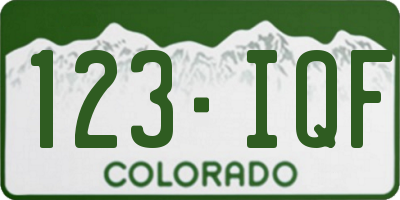 CO license plate 123IQF