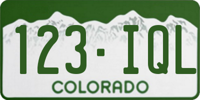 CO license plate 123IQL