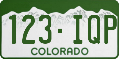 CO license plate 123IQP
