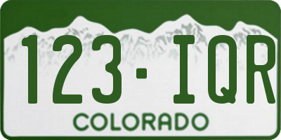 CO license plate 123IQR