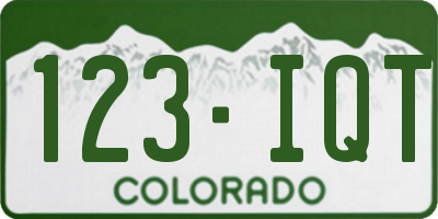 CO license plate 123IQT