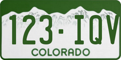 CO license plate 123IQV