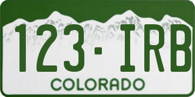 CO license plate 123IRB