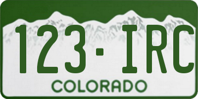 CO license plate 123IRC