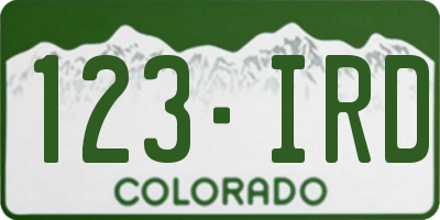 CO license plate 123IRD