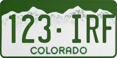 CO license plate 123IRF
