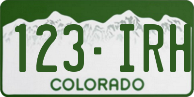 CO license plate 123IRH