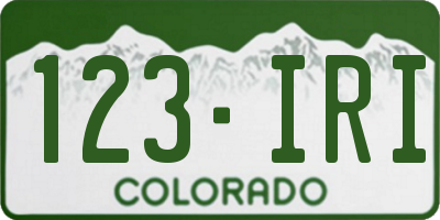 CO license plate 123IRI