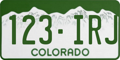 CO license plate 123IRJ