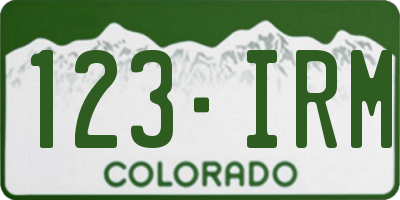 CO license plate 123IRM