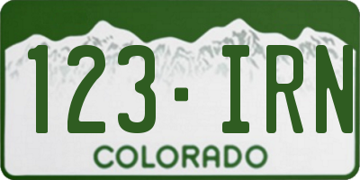CO license plate 123IRN