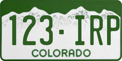 CO license plate 123IRP