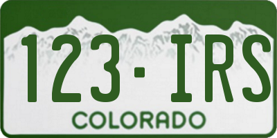 CO license plate 123IRS