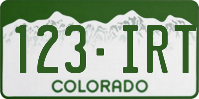 CO license plate 123IRT