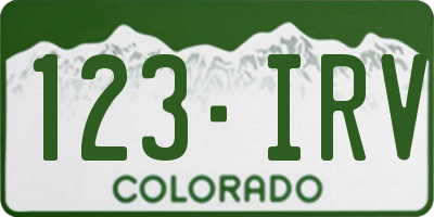 CO license plate 123IRV