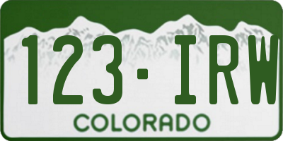 CO license plate 123IRW