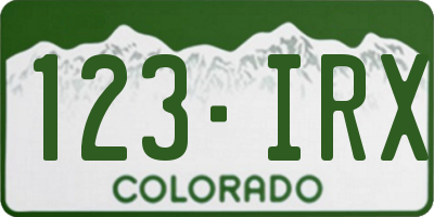 CO license plate 123IRX