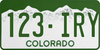 CO license plate 123IRY