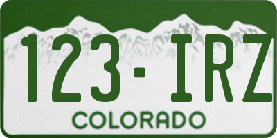 CO license plate 123IRZ