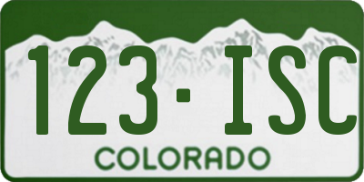 CO license plate 123ISC