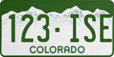 CO license plate 123ISE