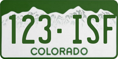 CO license plate 123ISF