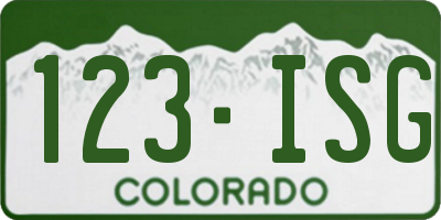 CO license plate 123ISG