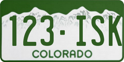 CO license plate 123ISK